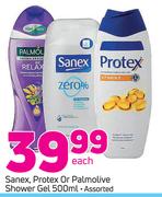 Sanex, Protex Or Palmolive Shower Gel-500ml Each