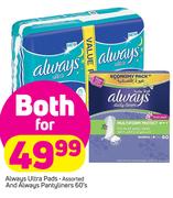 Always Ultra Pads And Always Pantyliners 60's-For Both