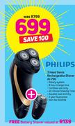 Philips 3 Head Gents Rechargeable Shaver AT-790 Free Philips Battery Shaver