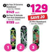 No Fear 31 Attitude Twin Kick Skateboard-Each