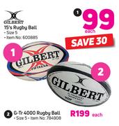 Gilbert 15's Rugby Ball Size 5-Each