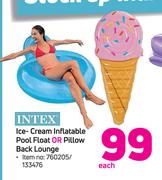 Intex Ice Cream Inflatable Pool Float Or Pillow Back Lounge-Each