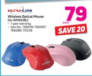 Ultra Link Wireless Optical Mouse UL-WM602BL-Each