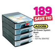 Addis A4 Drawer System Black