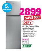 Defy 183Ltr Top Freezer/Fridge Metallic DAD241