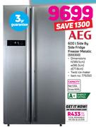 AEG 600Ltr Side By Side Fridge/Freezer Metallic S55300