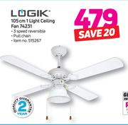 Logik 105cm 1 Light Ceiling Fan 74231