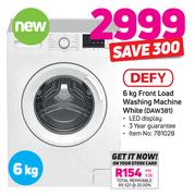 Defy 6Kg Front Load Washing Machine White DAW381