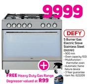 Defy 5 Burner Gas Electric Stove Stainless Steel DGS161 Free Weimen Heavy Duty Gas Range Degreaser