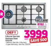 Defy 5 Burner Gas Hob Stainless Steel DHG129