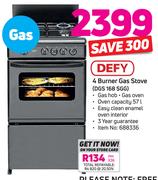 Defy 4 Burner Gas Stove DGS 198 SGG