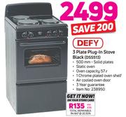 Defy 3 Plate Plug In Stove Black DSS513