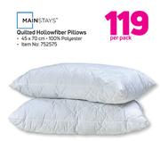Mainstays Quilted Hollowfiber Pillows-45 x 70cm Per Pack