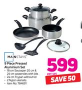 Mainstays 9 Piece Pressed Aluminium Set-Per Set