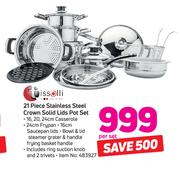 Tissolli 21 Piece Stainless Steel Crown Solid Lids Pot Set-Per Set