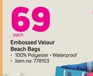 Embossed Velour Beach Bags-Each