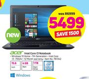 Acer 15.6" Intel Core I3 Notebook I3-7002U