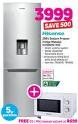 Hisense 299Ltr Bottom Freezer Fridge (Metallic) H299BME-WD With Free 20Ltr Microwave 