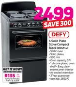 Defy Solid Plate Stove Compact (Black) DSS514