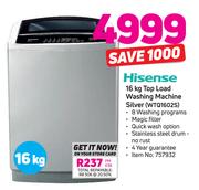 Hisense 16g Top Load Washing Machine (Silver) WTQ1602S