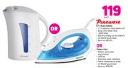Pineware 1.7Ltr Auto Kettle Or Pineware Steam Iron-Each