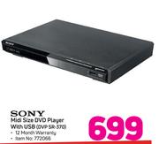 Sony Midi Size DVD Player With USB DVP SR-370