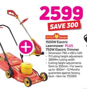 Wolf Garden 1500W Electric Lawnmower Plus 750W Electric Trimmer