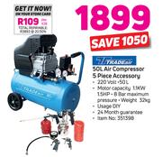 Tradeair 50Ltr Air Compressor 5-Piece Accessory
