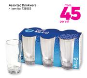 Assorted Drinkware-Per Set