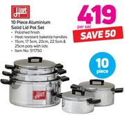 Hart 10-Piece Aluminium Solid Lid Pot Set-Per Set