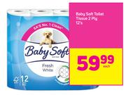 Baby Soft Toilet Tissue 2 Ply-12 Rolls