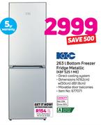 KIC 263Ltr Bottom Freezer Fridge Metallic KBF 525-1ME
