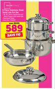 Mainstays 8 Piece Stainless Steel Solid Lid Pot Set