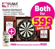 Puma Stadium Dartboard Including 2 Set Of Darts And Free Dart Accessory