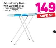 Deluxe Ironing Board With Wire Iron Rest