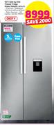 Defy 621Ltr Side By Side Freezer Fridge With Water Dispenser (Metallic) DFF437