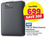 WD 1TB 2.5" Black External Hard Drive(WDBUZG0010BBK)