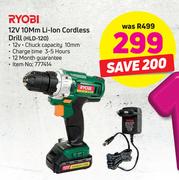 Ryobi 12V 10Mm Li-Ion Cordless Drill(HLD-120)
