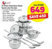 Tissolli 15-Piece Stainless Steel Solid Lids Pot Set-Per Set