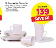12-Piece White Dinner Set-Per Set