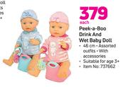Peek A Boo Drink & Wet Baby Doll-Each