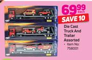 Die Cast Truck And Trailer-Each