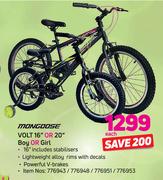 Mongoose Volt 16" Or 20" Boy Or Girl-Each