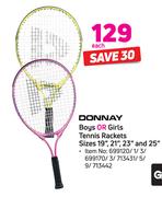 Donnay Boys Or Girls Tennis Rackets Sizes 19", 21", 23" And 25"-Each