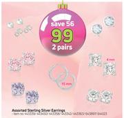 Sterling Silver Earrings-2 Pairs