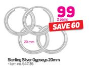 Sterling Silver Gypsys 20mm-2 Pair