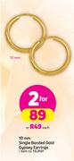 10mm Single Bonded Gold Gypsey Earrings-Each