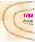 9ct Gold Chain And Bracelet Set-Per Pair