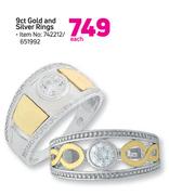 9ct Gold And Silver Rings-Each