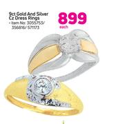 9ct Gold And Silver Cz Dress Rings-Each